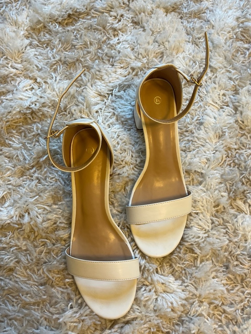 Women’s Ivory Ankle-Strap Block Heel Sandals